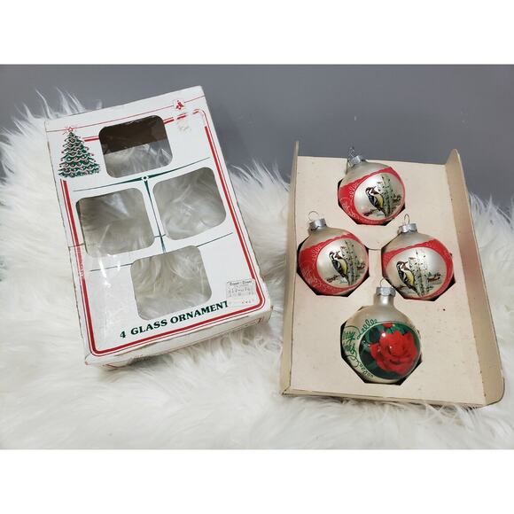 Vintage Essex Franke Bird Cardinal Red Green Retro Glass Christmas Glass Lot 4 - Picture 2 of 9